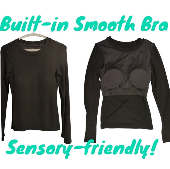 Klassy Network Tops - Klassy Network Ribbed Cotton Long Sleeve T-shirt, built-in bra padding, S, Brami